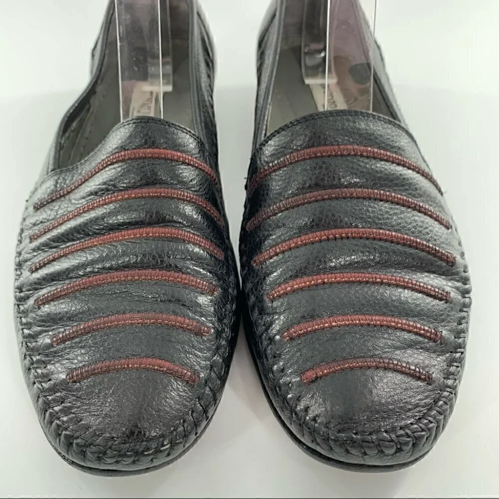 Lorenzo Banfi mens loafers size 9 black Italian leather vintage 80s 90s